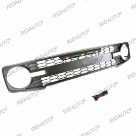 Black ABS Front Grille Grill Fit For Bronco 2022 Front Grille Grill Bumper w/LED Lights