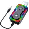 BT5.3 Colorful Light 20M USB Adapter Handsfree Car Kit 3.5mm Aux Audio Receiver 2 In 1 Wireless Receiver Transmitter Q1