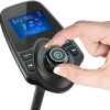 BT Car FM Transmitter; Audio Adapter Receiver Wireless Handsfree Voltmeter Car Kit TF Card AUX 1.44 Display - KM18 Black Matte