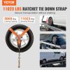 VEVOR Car Tie Down with Chain Anchors, Lasso Style 2"×120" Tire Straps, 5865 LBS Working Load, 11023 LBS Breaking Strength