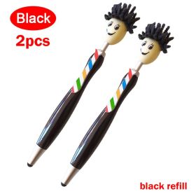 2PCS/5PCS Mop Pen Screen Cleaning Pen With Motivational Quotes 3 In 1 Stylus Dusting Pen For Kids And Unisex Ink Rollerball Pen School Office Motivati (Color: Black)
